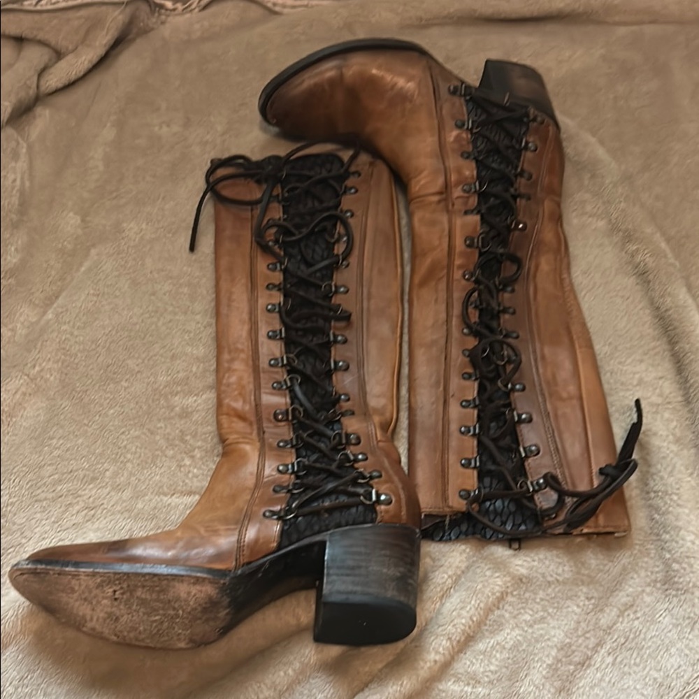 Freebird by Steven Brown and Black Lace Up Boots